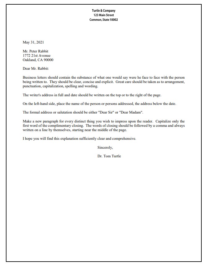 Business Letter Sample